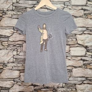 Chive Tees Womens Graphic T-Shirt Size Small Thor Hammer Funny Fat Belly Gray